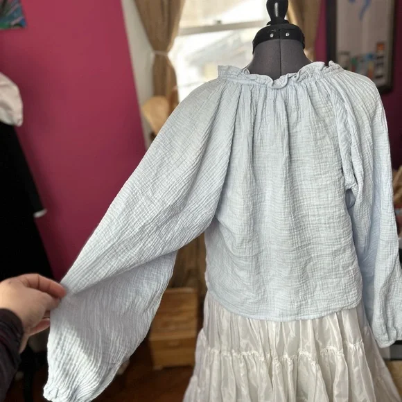 MARBLE Soft Blue Ruffled Blouse - Picture 4 of 8